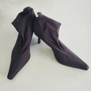 Martinez Valero Women's Dark Brown Stretch Pull On Boots Back Leather Trim  9.5